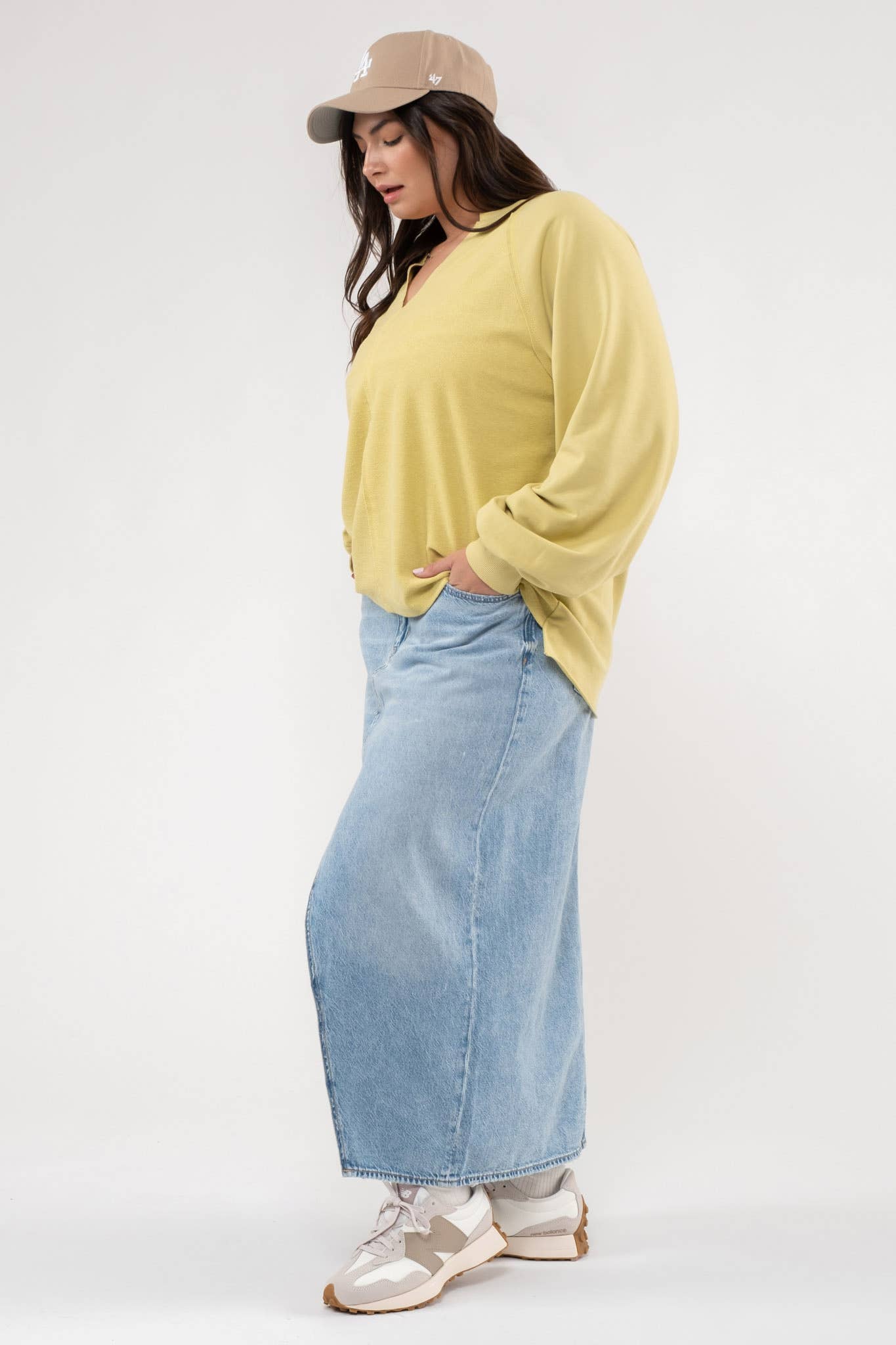 Blu Pepper - Wholesale Gebreide top - Dames - PLUS RELAXTE GEBREIDE TOP MET LANGE MOUWEN EN ZICHTBARE NADEN19