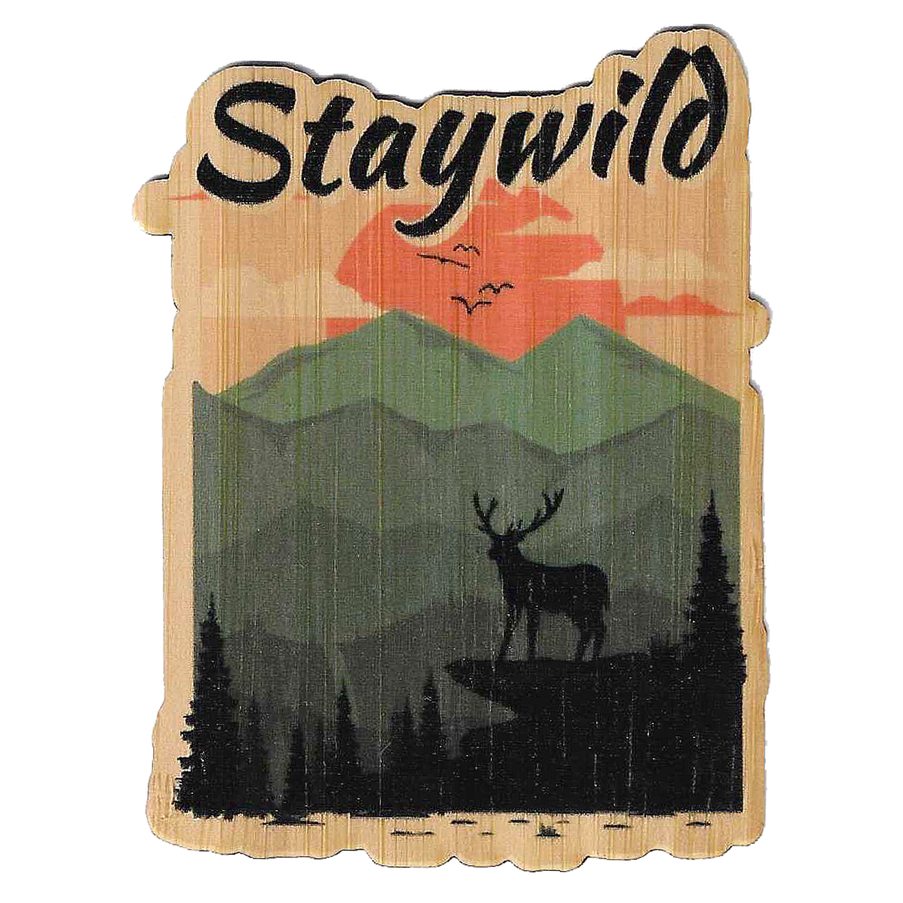 Bamboo Wood Stickers - Wholesale Sticker - Stay Wild Moose0