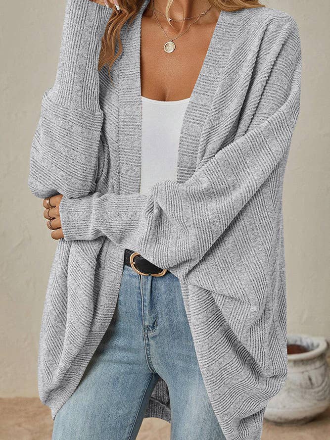 UNISHE - Wholesale Cardigan - Women's - Plain Batwing Sleeves Open Knit Cardigan GZDY018
