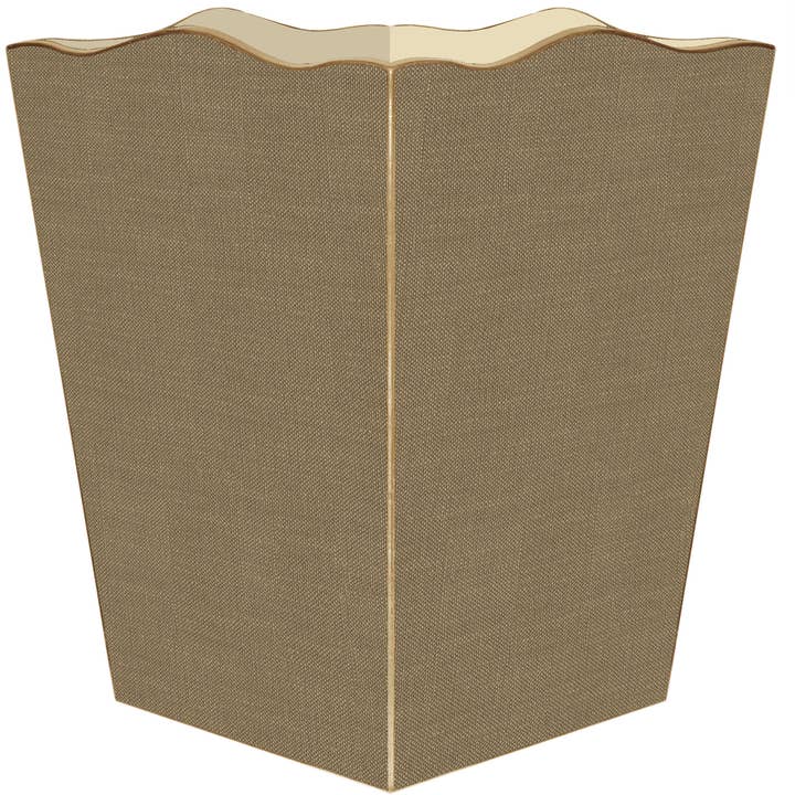 WB8403 - Corbeille à papier en lin taupe pour la vente par Marye-Kelley