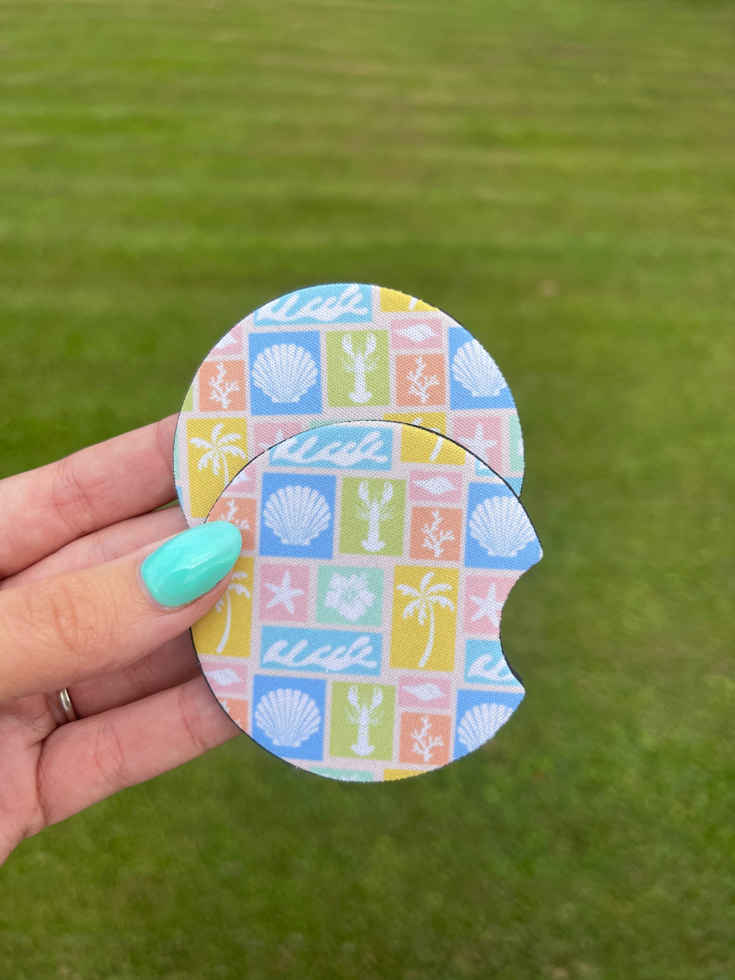 SarahMackenzieStudio - Wholesale Car Coaster - Women's - Beach Tiles Car Coaster Set