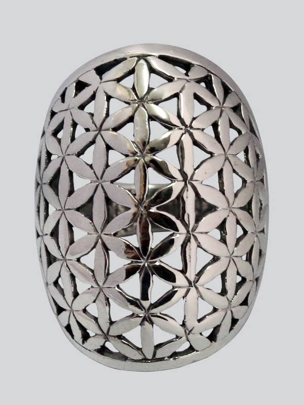 Flower of Life Sterling Silver Ring (SR-109) for wholesale by Kathmandu Imports