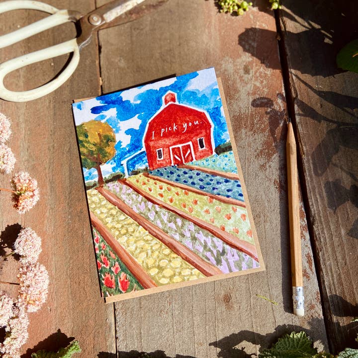 Little Salt Wagon - Wholesale Love Card - I Pick You Barn Garden Farm Homestead Card