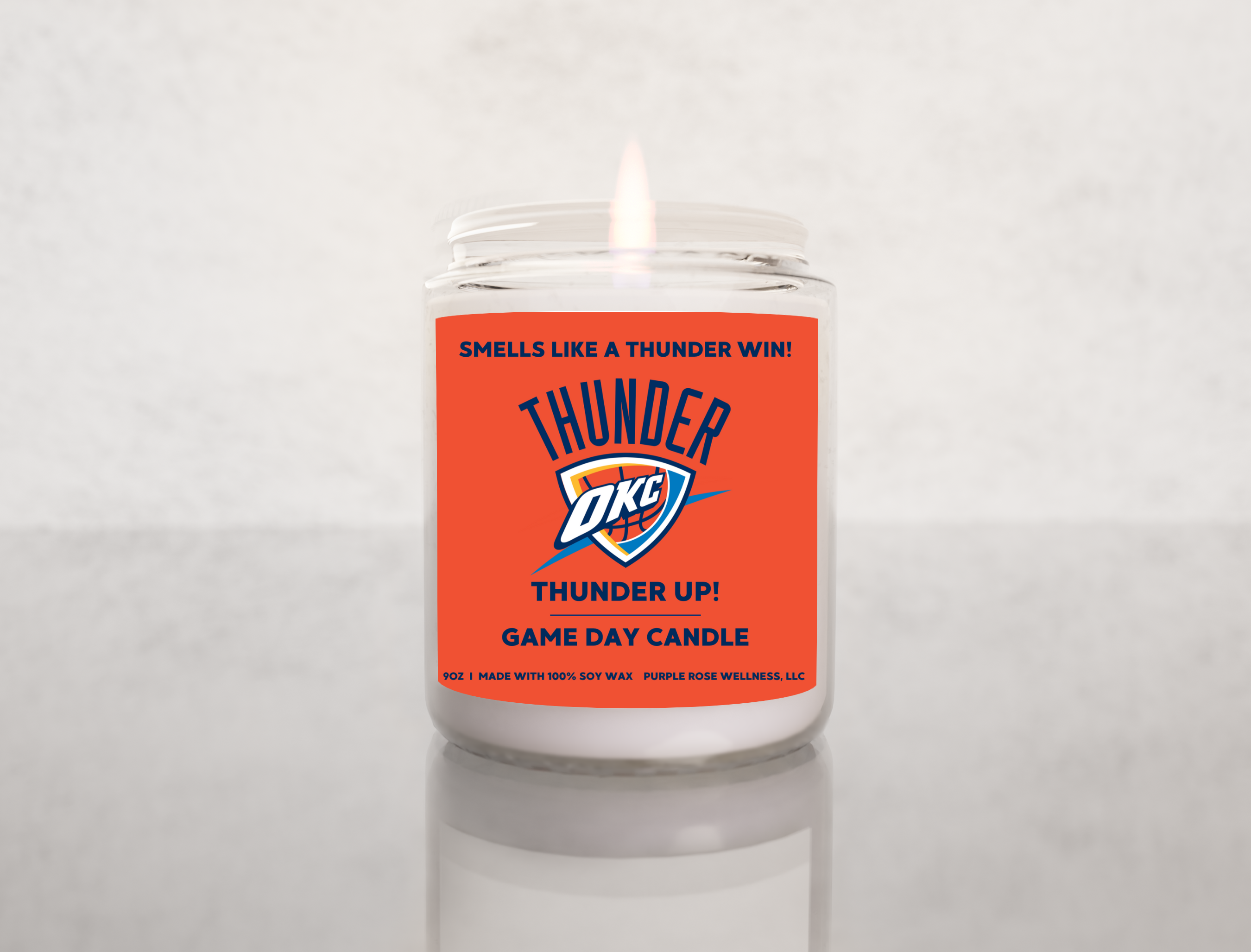 Purple Rose Wellness, LLC - Wholesale Jar/Filled Candle - Oklahoma City Thunder NBA Basketball Candle0