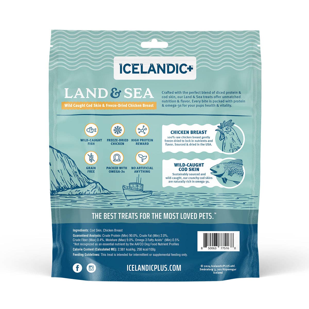 Icelandic+ - Wholesale Pet Treats - Dog - Land & Sea Cod Skin & Freeze-Dried Chicken Treats for Dogs7