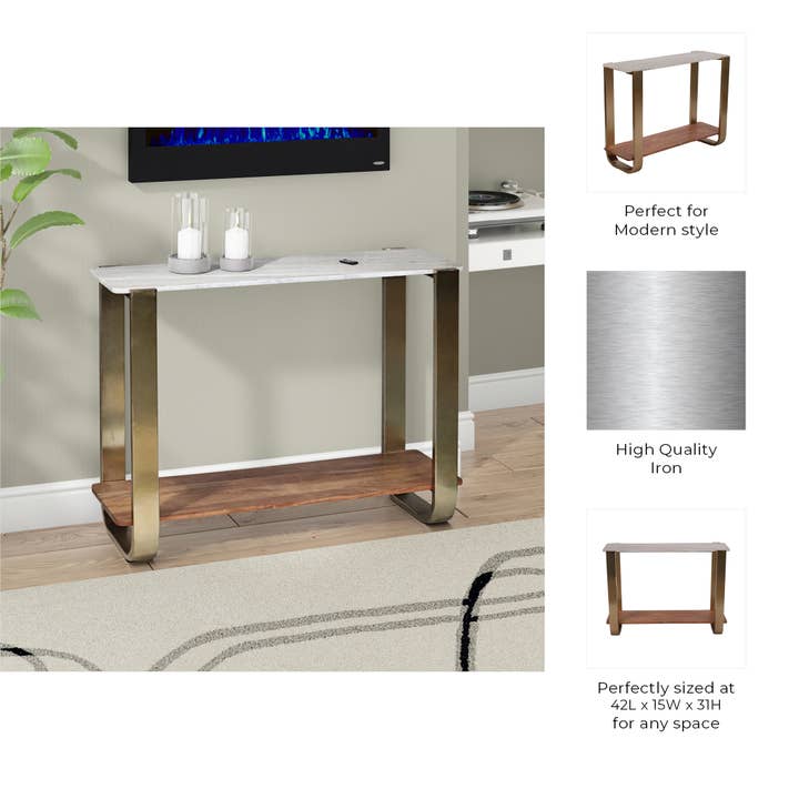 Sagebrook Home - Wholesale Console Table - Console Table - Gold Metal Curved Frame Marble Top, 31 in.2
