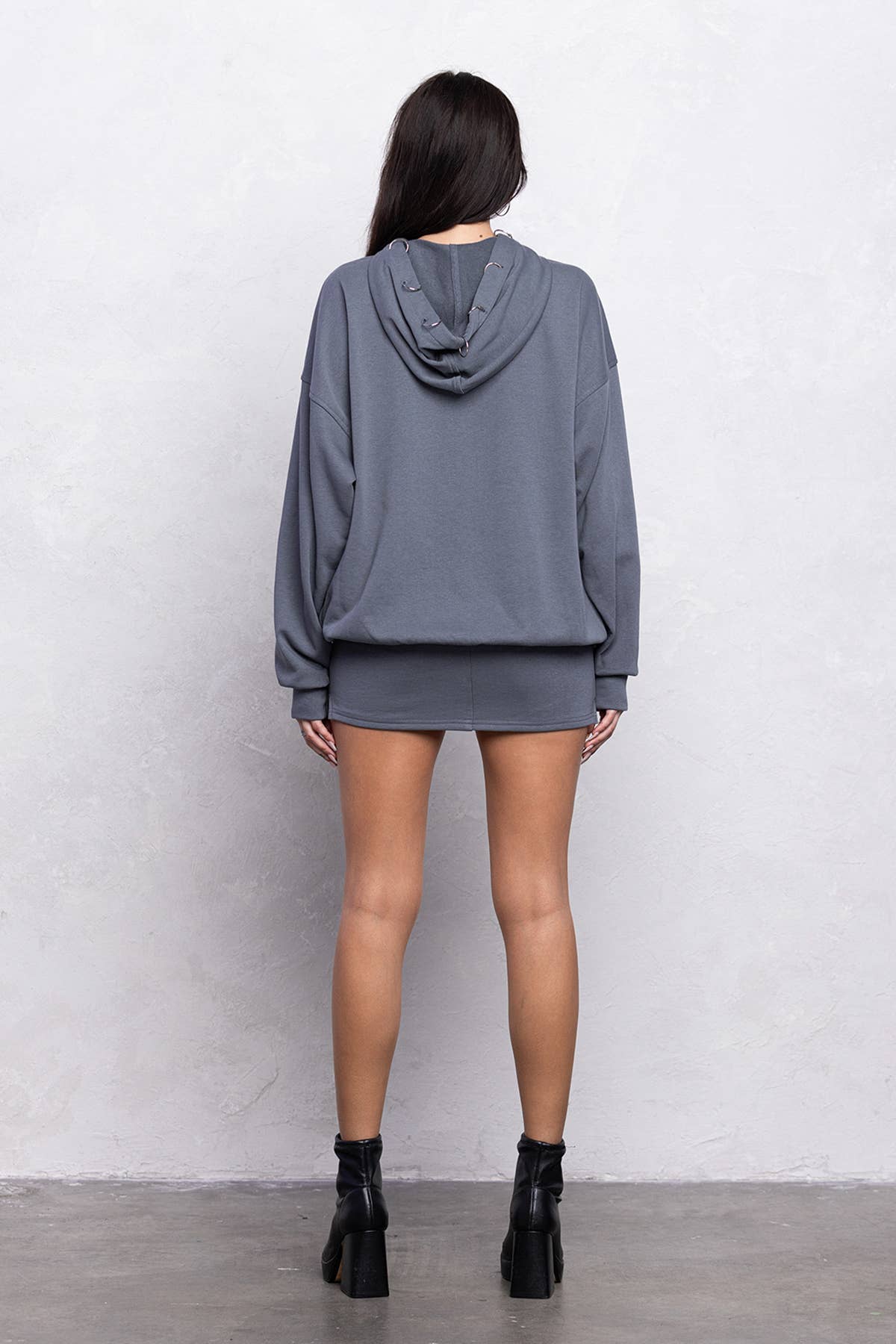 No Vacancy – wholesale Top & skirt set – Women's – Metal o-ring detail hoodie and mini skort set2