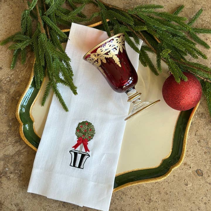 Arte Italica & Crown Linen Designs - Wholesale Tea Towel - Holiday Topiary Towel - New Christmas/Holiday5