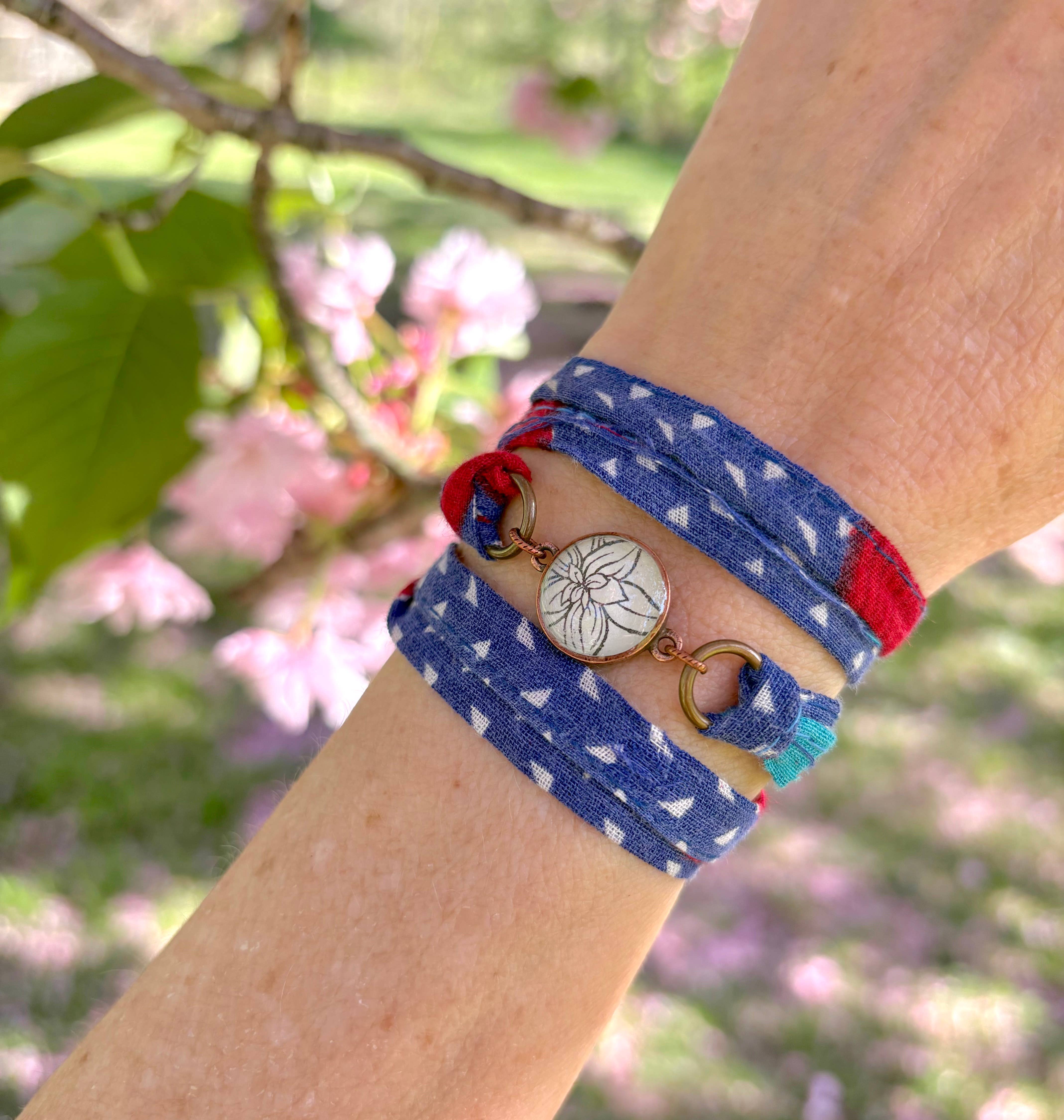 joeyfivecents - Wholesale Woven/Braided Bracelet - Sari Wrap Bracelet- repurposed cotton, adjustable, vegan0