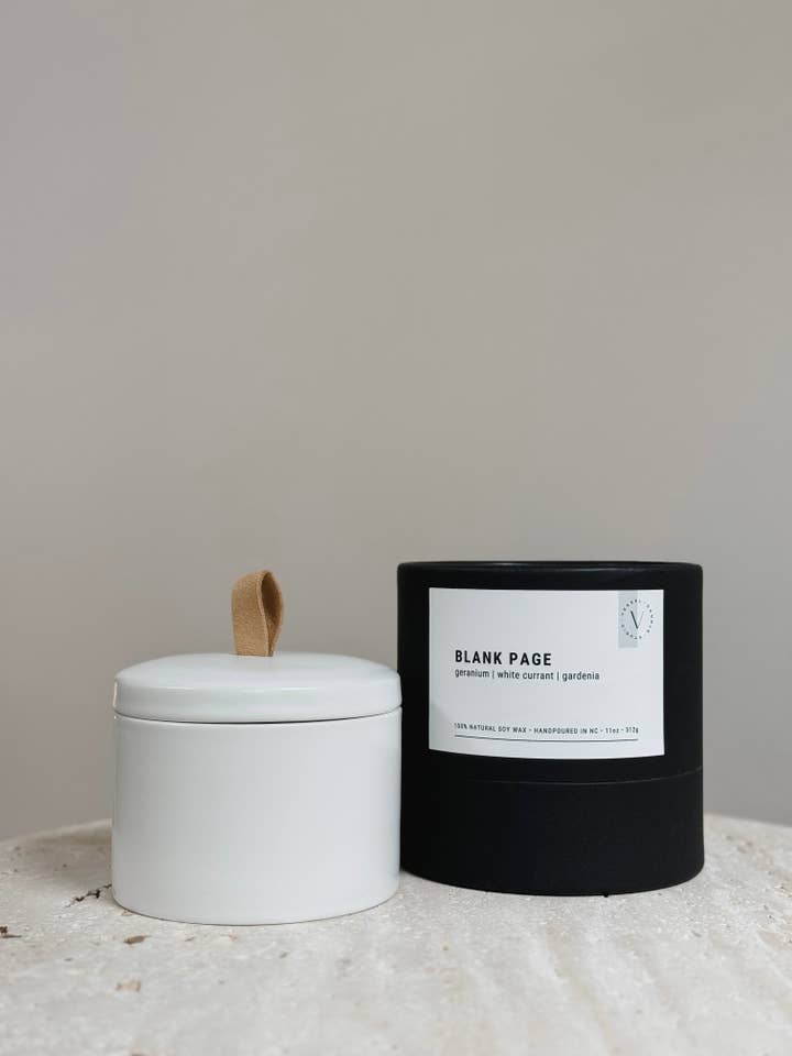 Library 11 oz Candle Jar | Blank Page for wholesale by Vessel Candle Studio