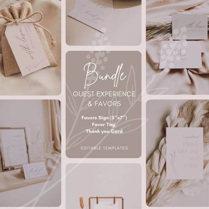 Expérience Invité & Cadeaux BUNDLE | Collection Romantique Moderne pour la vente par PureAmoreDesigns