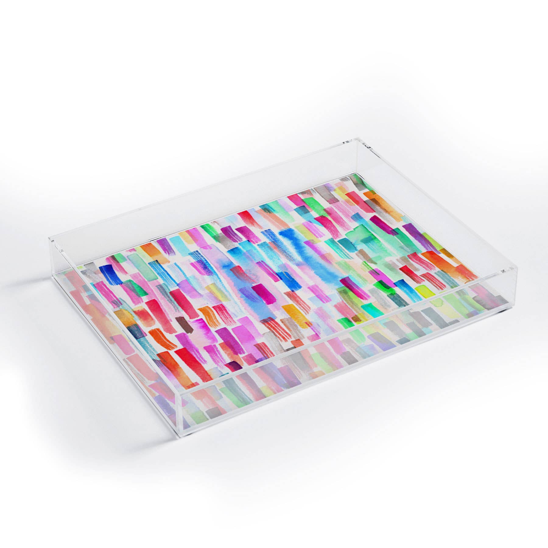 Deny Designs - Wholesale Decorative Tray - Ninola Design Colorful Brushstrokes White Acrylic Tray1