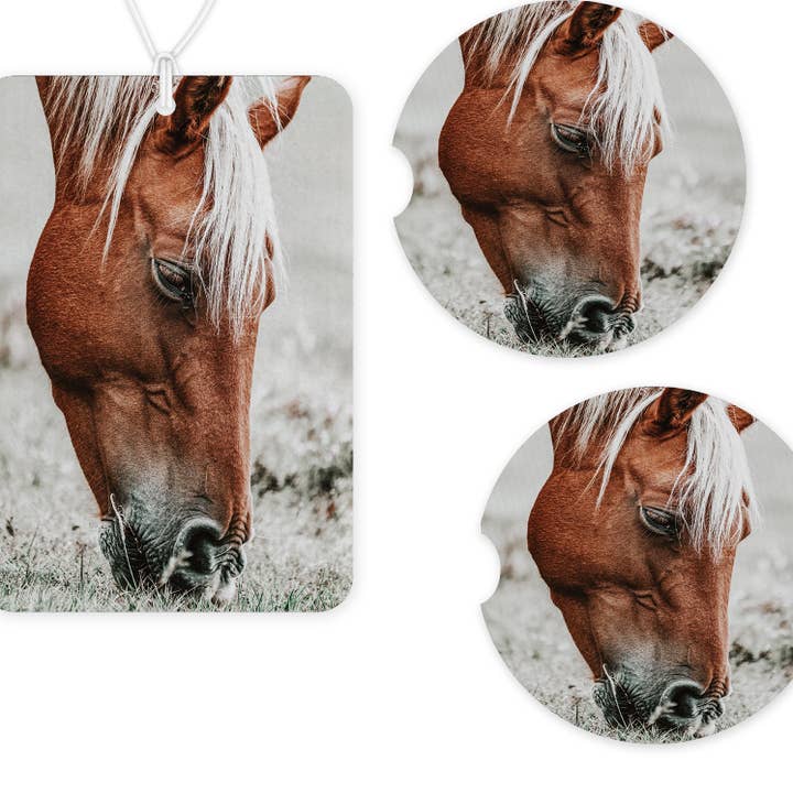 Boho Horse Car Freshener and Coaster Set for wholesale by Texas Petunias Boutique