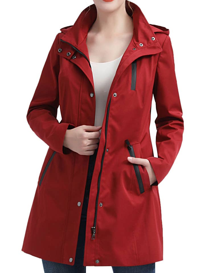 Kimi + Kai Women's "Molly" Waterproof Hooded Anorak Jacket Red for wholesale by Kimi and Kai