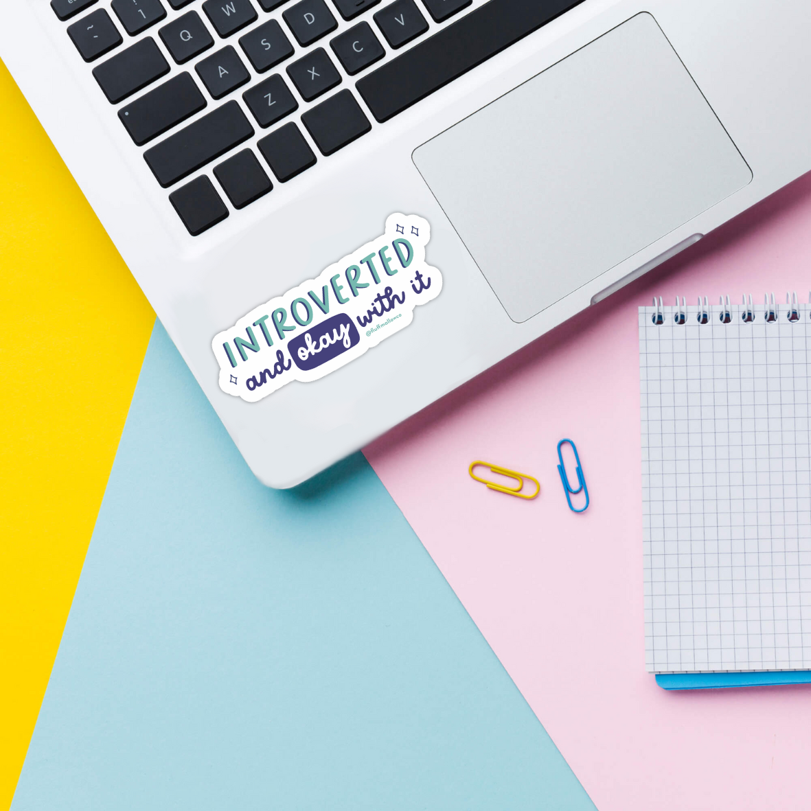 Fluffmallow (Custom duties for USA are pre-paid by us) – wholesale Sticker – Introverted & Okay With It Vinyl Sticker3