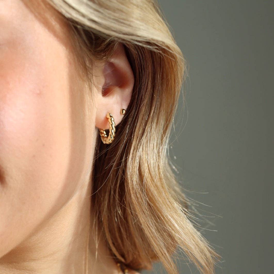 Token Jewelry - Wholesale Huggie Earrings - Croissant Huggie Hoops4