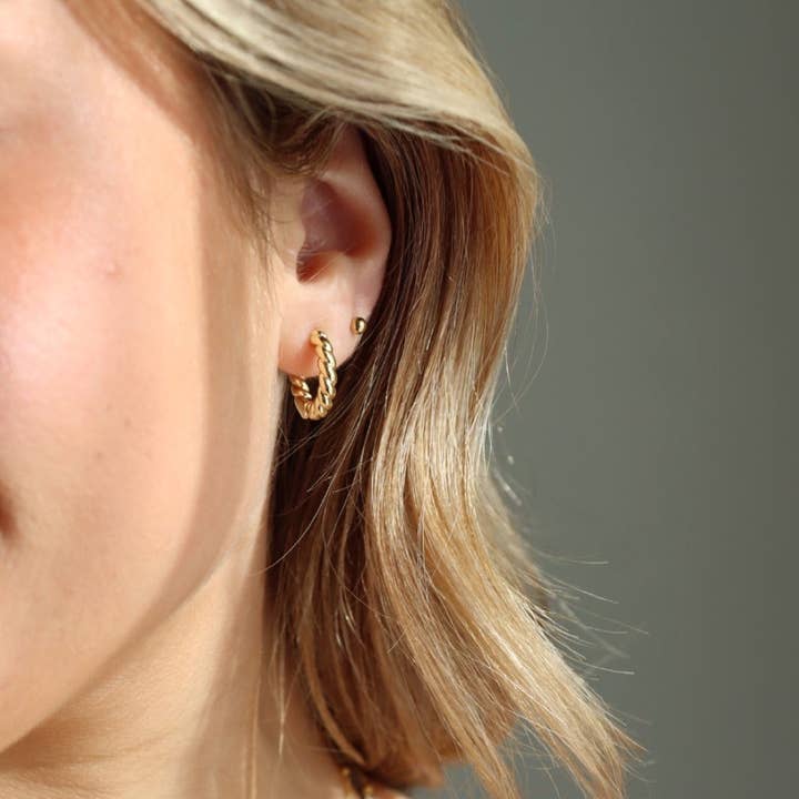 Token Jewelry - Wholesale Huggie Earrings - Croissant Huggie Hoops4