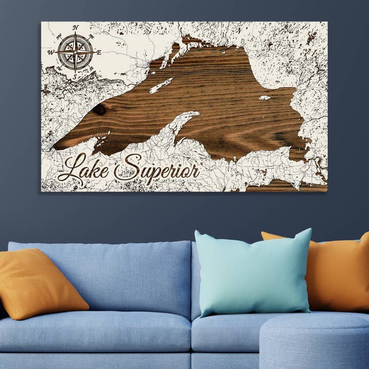 Fire and Pine Wood Maps - Venta al por mayor Mapas - Grandes Lagos: Lago Superior Mapa