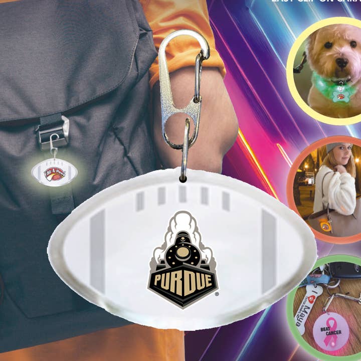 Dispositivo de iluminação pessoal Purdue Forma de futebol por atacado de Fanapeel / Gamefaces
