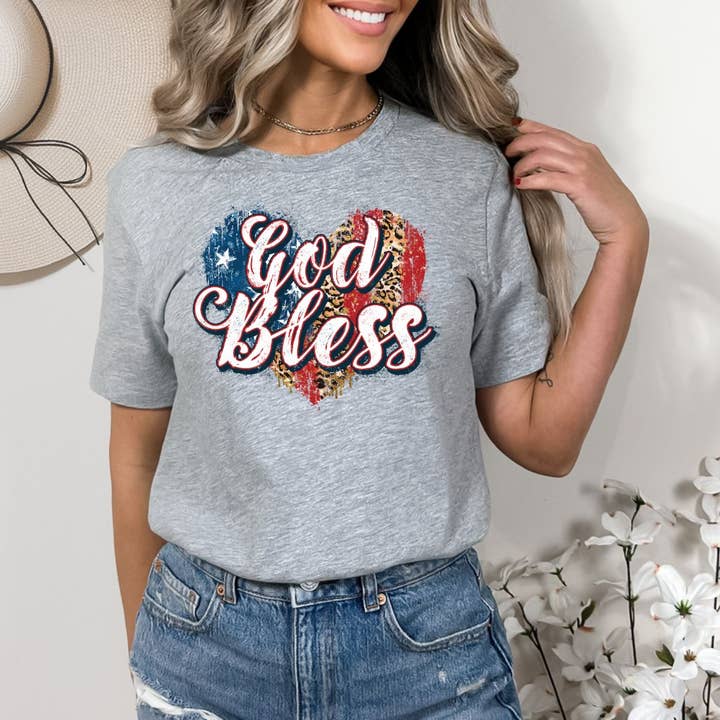 God Bless Heart Gray Tee for wholesale by Simply Tees