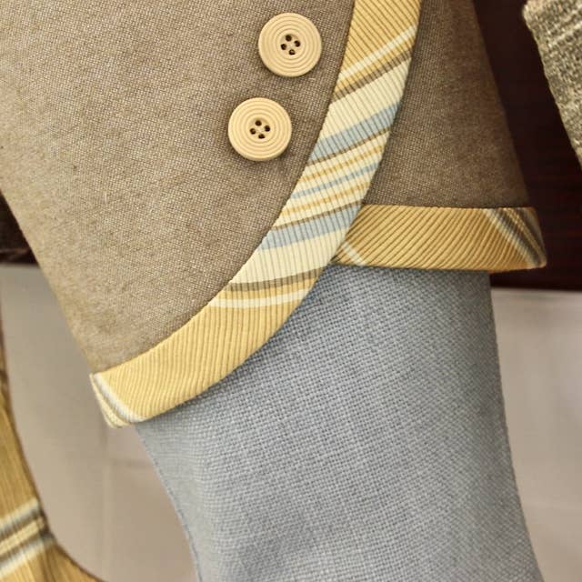 The Sunday Studio - Wholesale Holiday Stocking - Lakehouse Style Blue and Yellow Handmade Christmas Stockings3