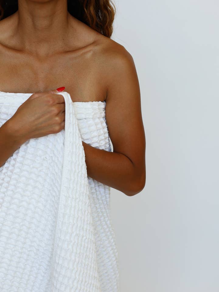 White Waffle Bath Towel Set for wholesale by Loom Loom