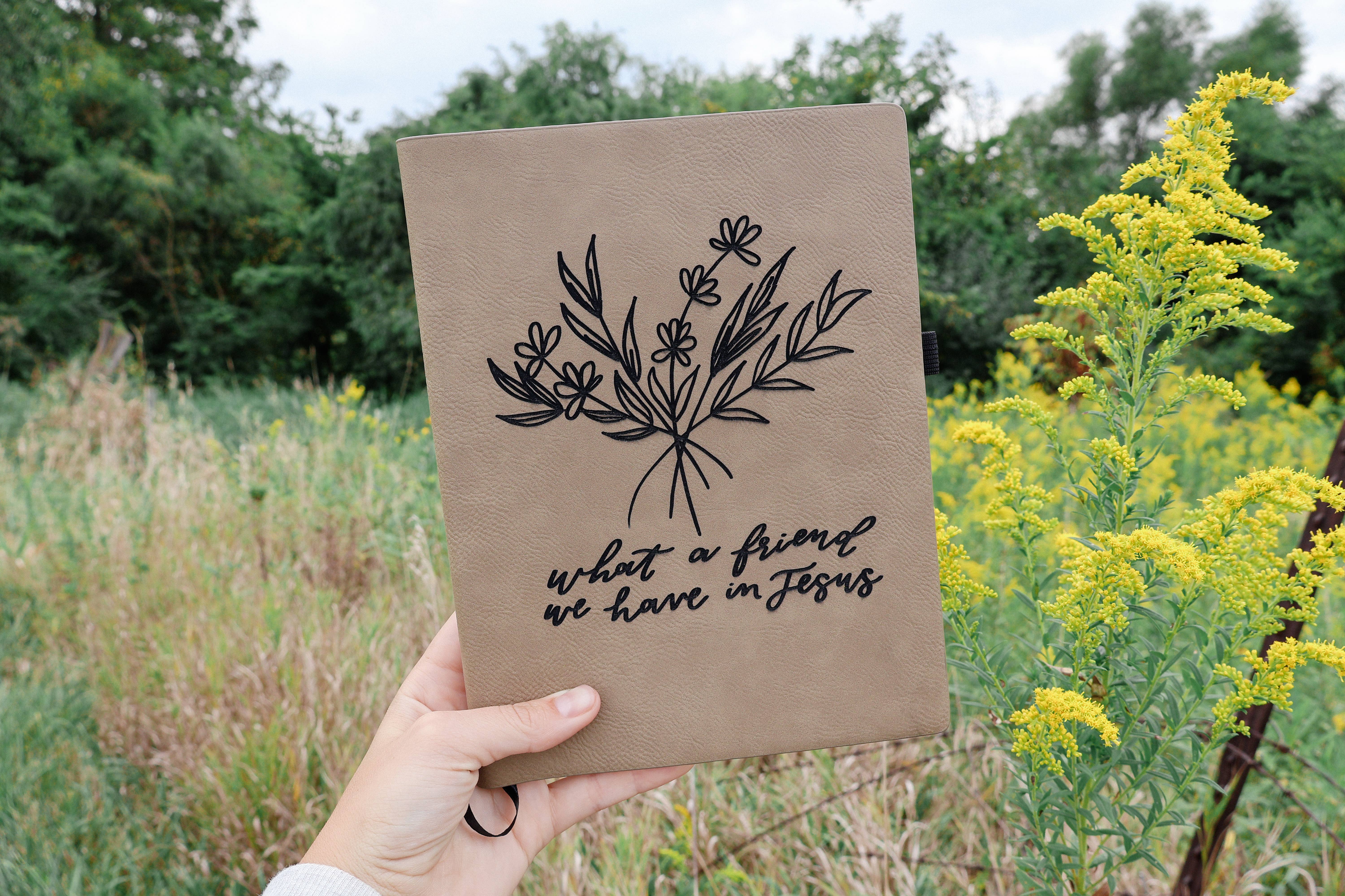 Written by Maria - Wholesale Journal/Diary - 'What a friend we have in Jesus' floral leather journal notebook2