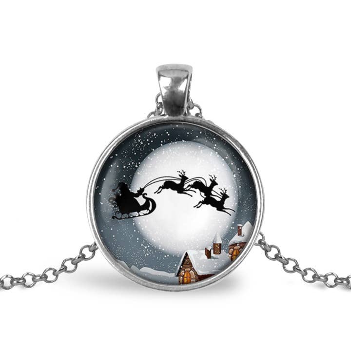 Flying Santa Claus Necklace for wholesale by Whimsy Spirit Shop