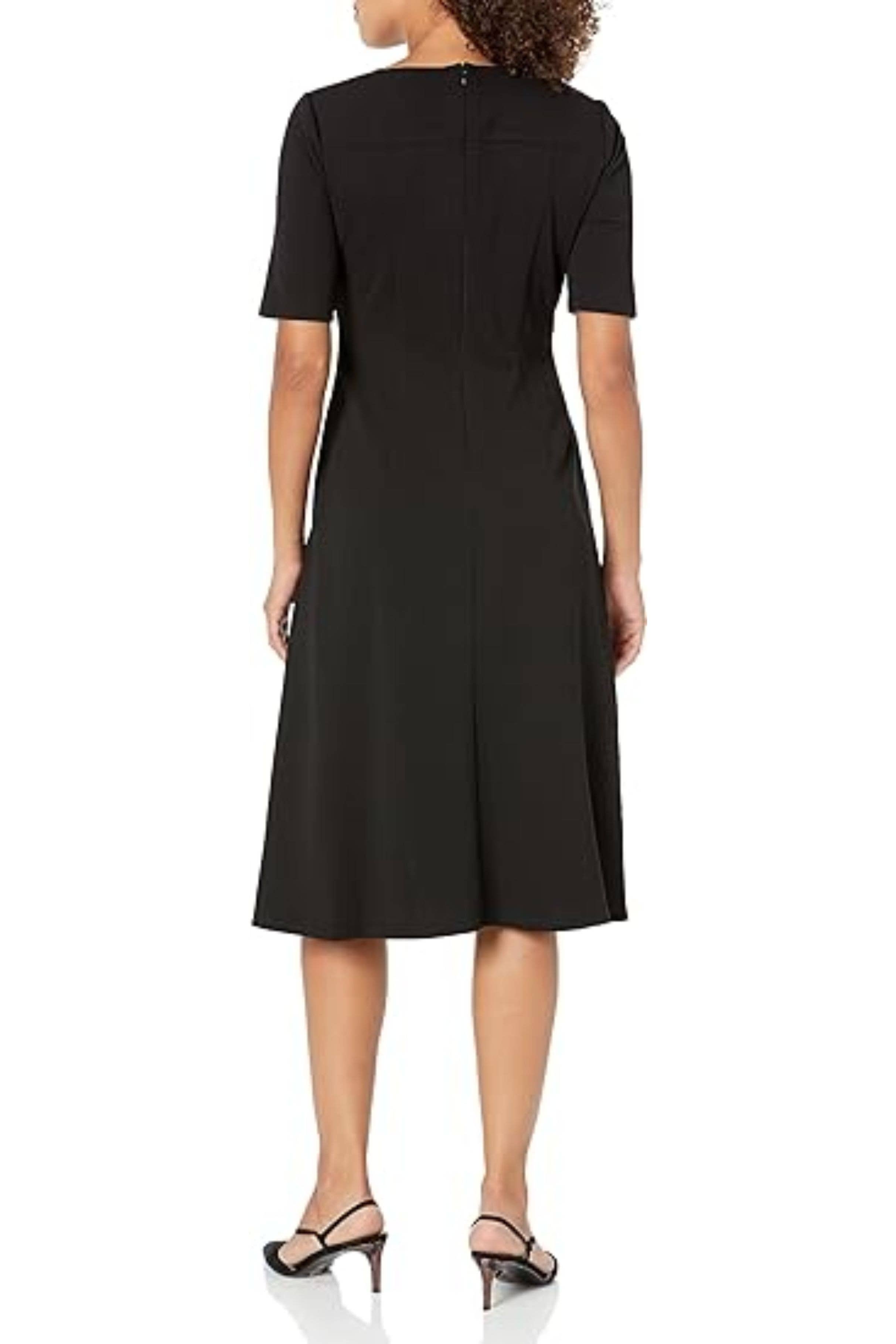 Maggy London Black Short Sleeve Midi A-Line Dress for wholesale on Faire1
