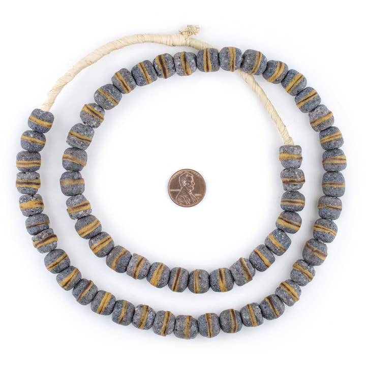 14mm Dark Grey Kente Krobo Beads for wholesale by The Bead Chest