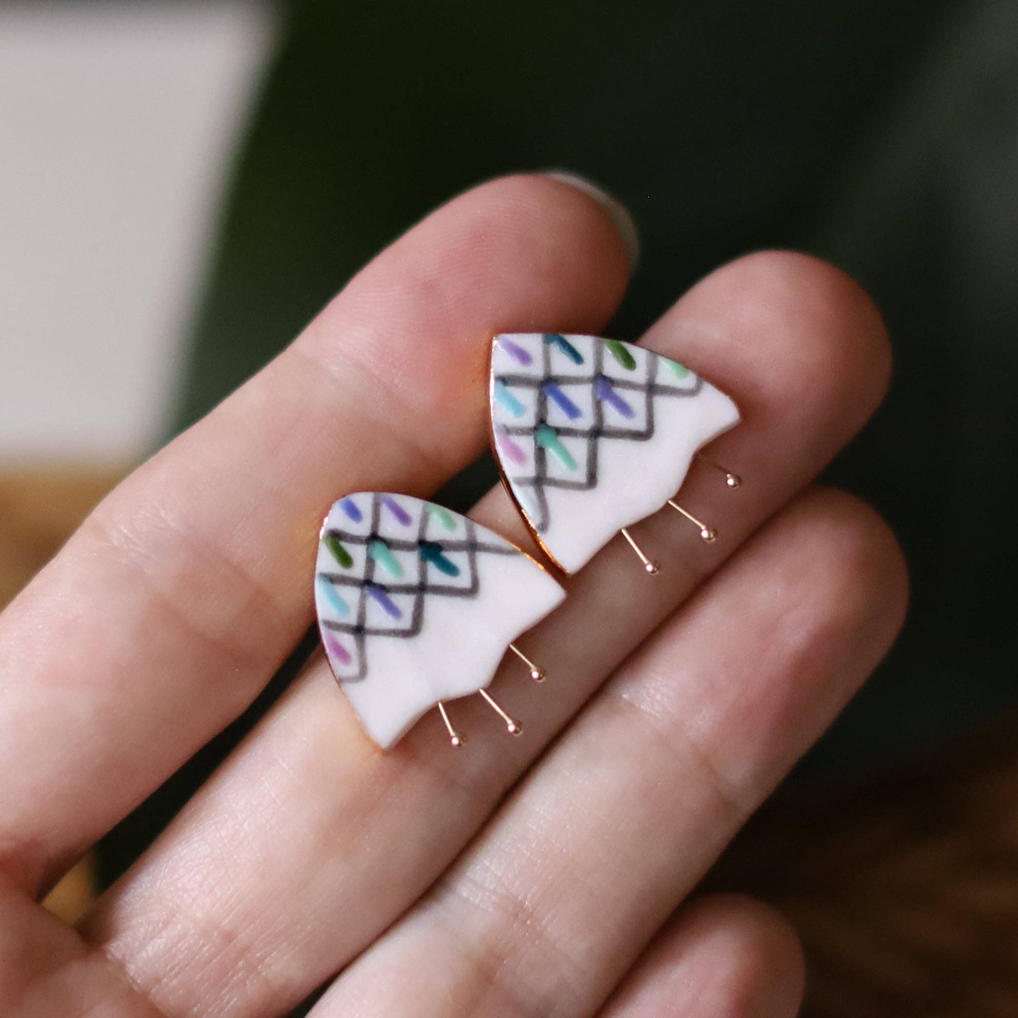 Remnant Studios - Wholesale Stud/Post Earrings - painted flower studs3