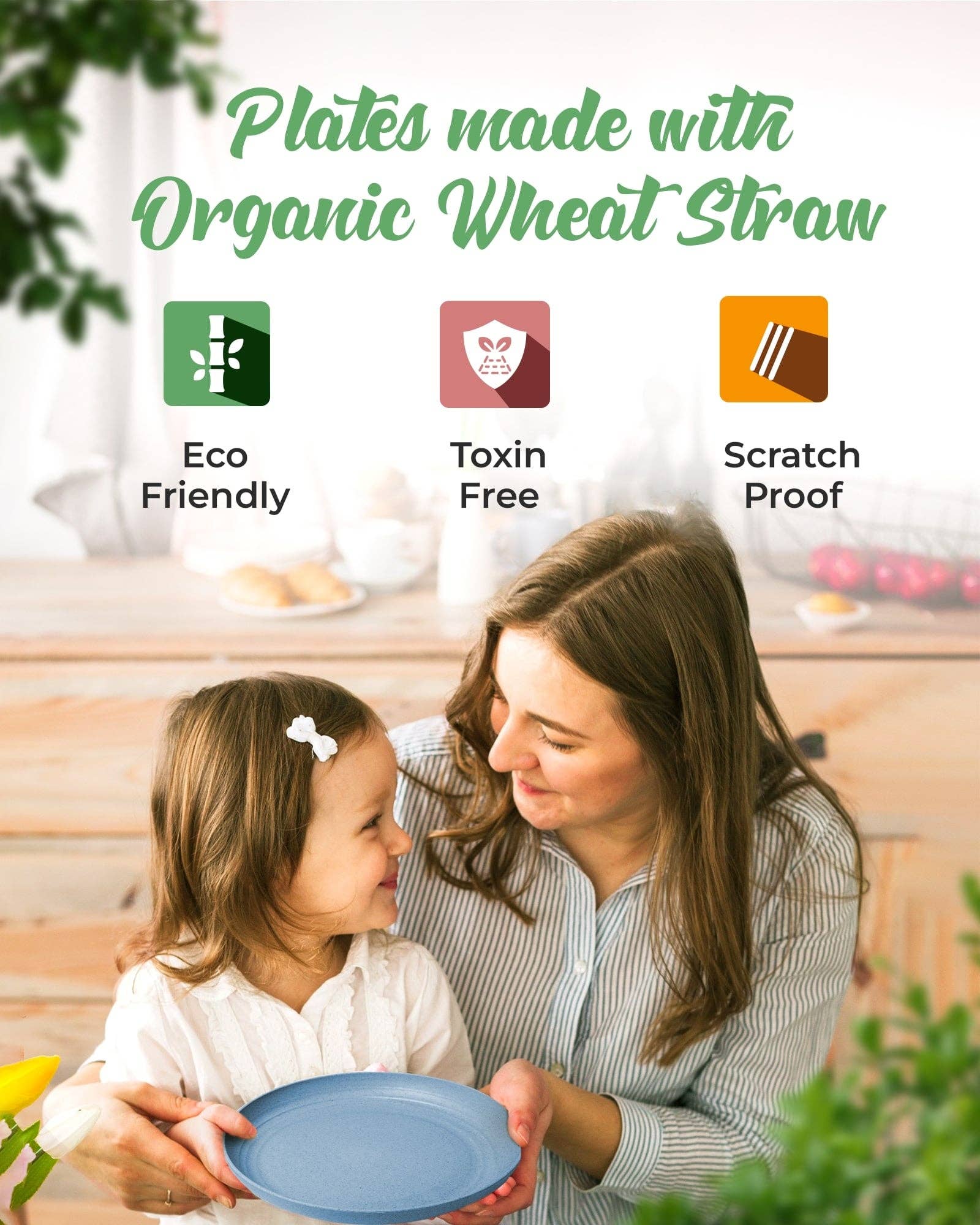 Greendish - Wholesale Dinner Plate - Eco-Friendly Wheat Straw Plates Sets - Reusable & Durable 14