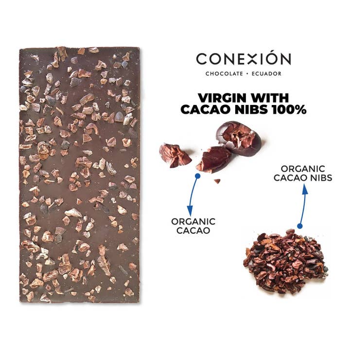 Conexión Chocolate – wholesale Chocolate bar – *Heirloom Raw 100% with Cacao Nibs 4