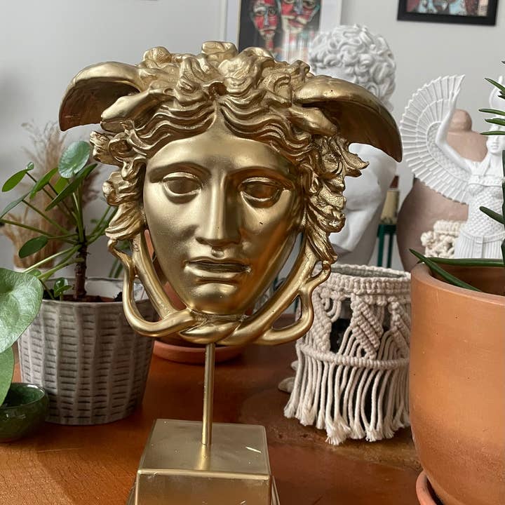 RomaArtSculptures – Großhandel Skulptur – Medusa-Kopfstatue auf Sockel, Skulptur aus der griechischen Mythologie3