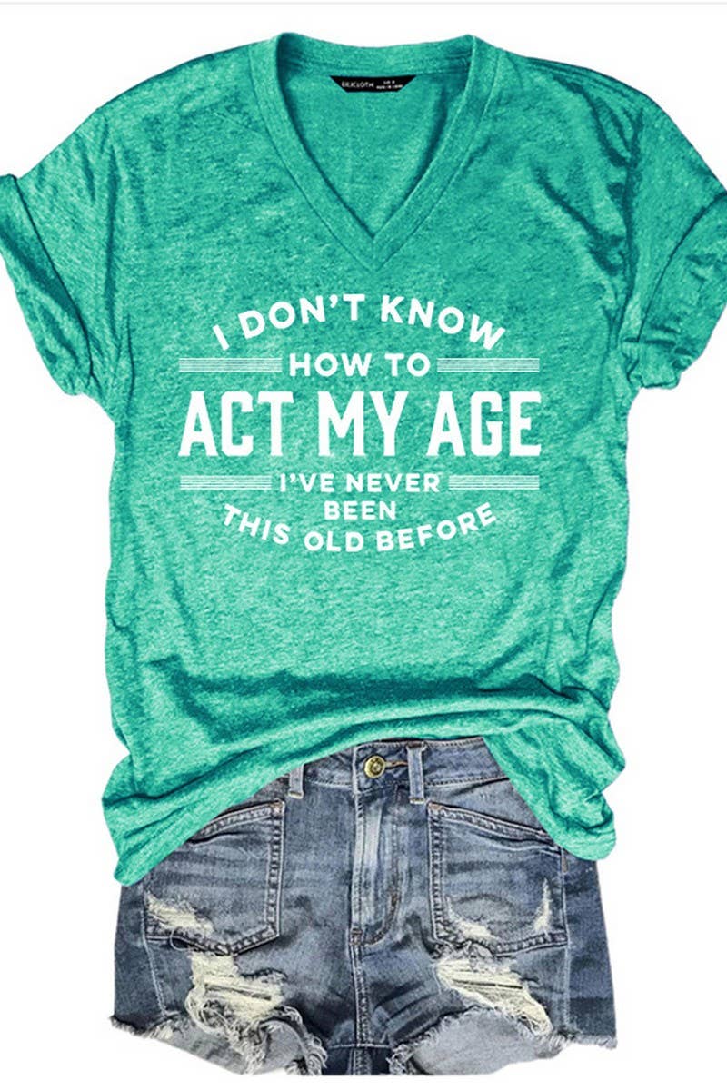 NINEXIS - Wholesale Screen Printed T-Shirt - Women's - CWTTS1066_LETTER PRINT V NECK SHORT SLEEVED T SHIRT4