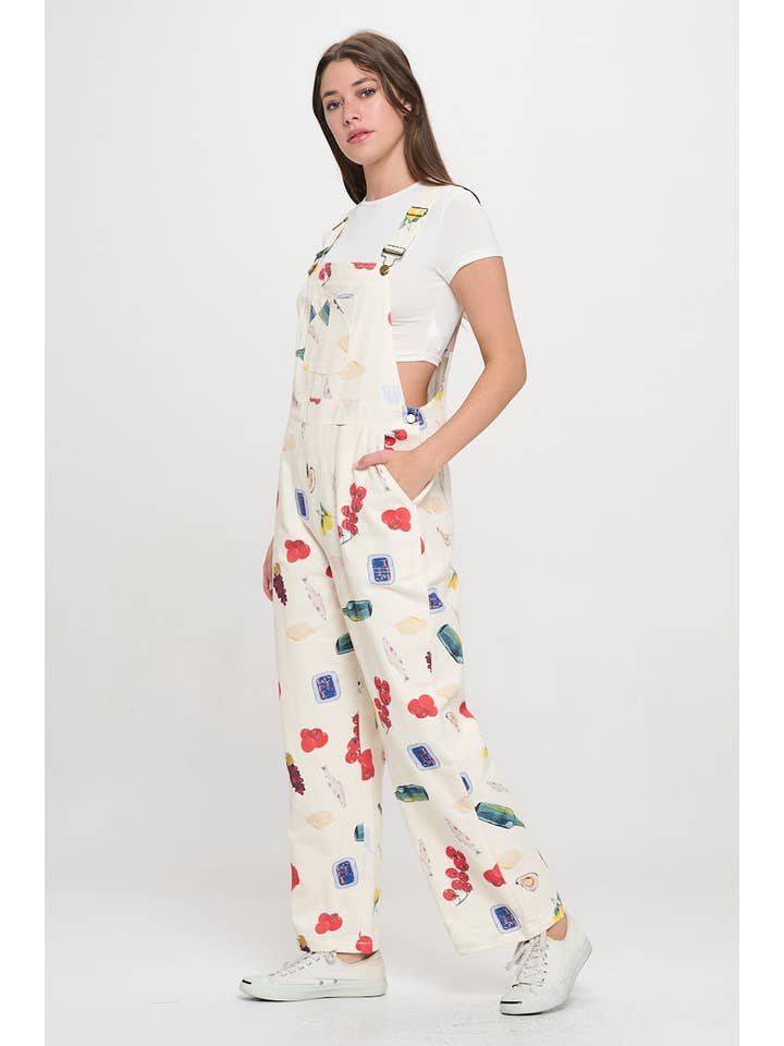 SM WARDROBE - Vente Salopette – femme - RAVISSANTE SALOPETTE À IMPRIMÉ PIQUE-NIQUE PRINTANIER3