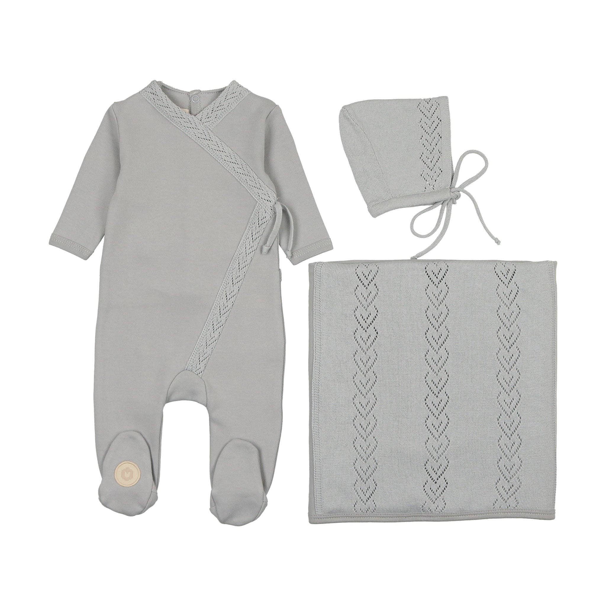 Mon Tresor Bebe – wholesale Clothing set – Baby – Knit Twist Layette Set1