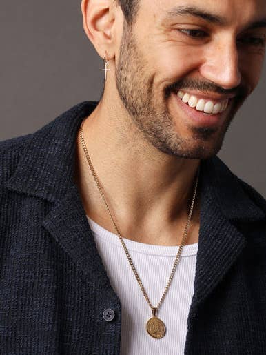 Round Virgen de Guadalupe 14k Gold plated necklace for wholesale by We Are All Smith