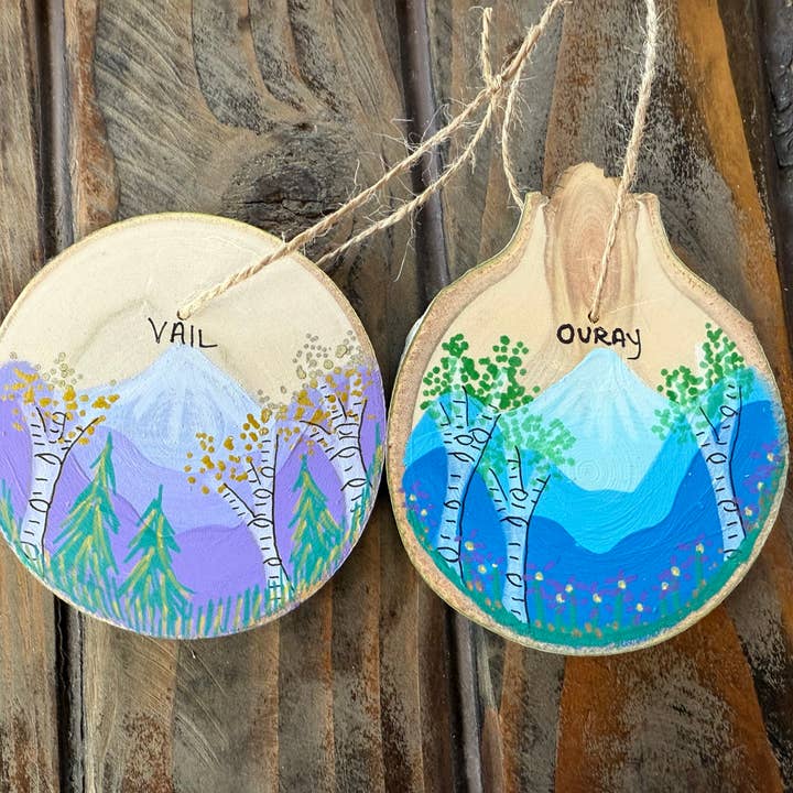Parks Art Collection - Wholesale Ornament - Hand Painted Mountain Town Ornaments, Any Town or Mountain8