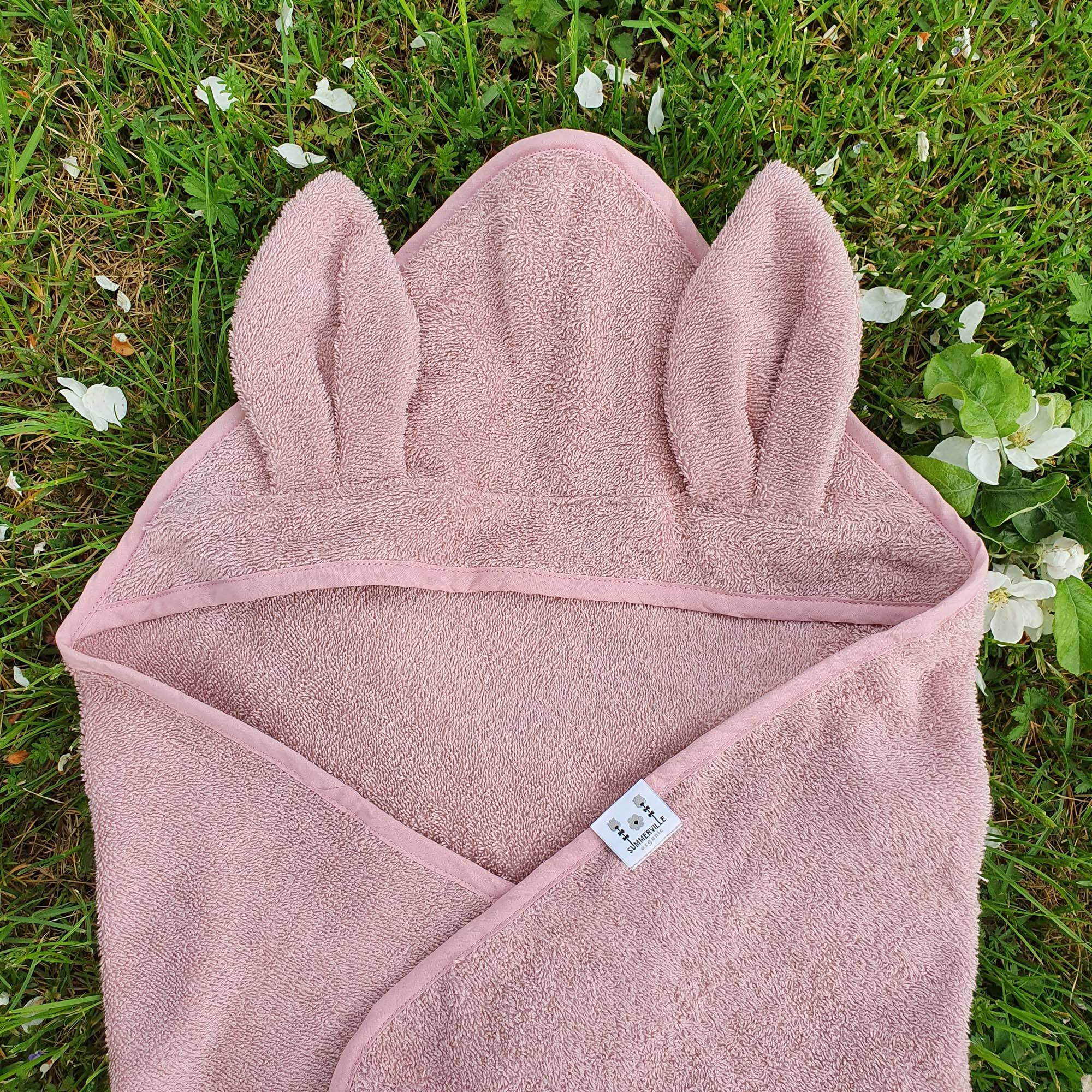Summerville organic - Wholesale Hooded Towel - Kids & Baby - Organic Hooded Baby Towel Rabbit Pale Mauve2