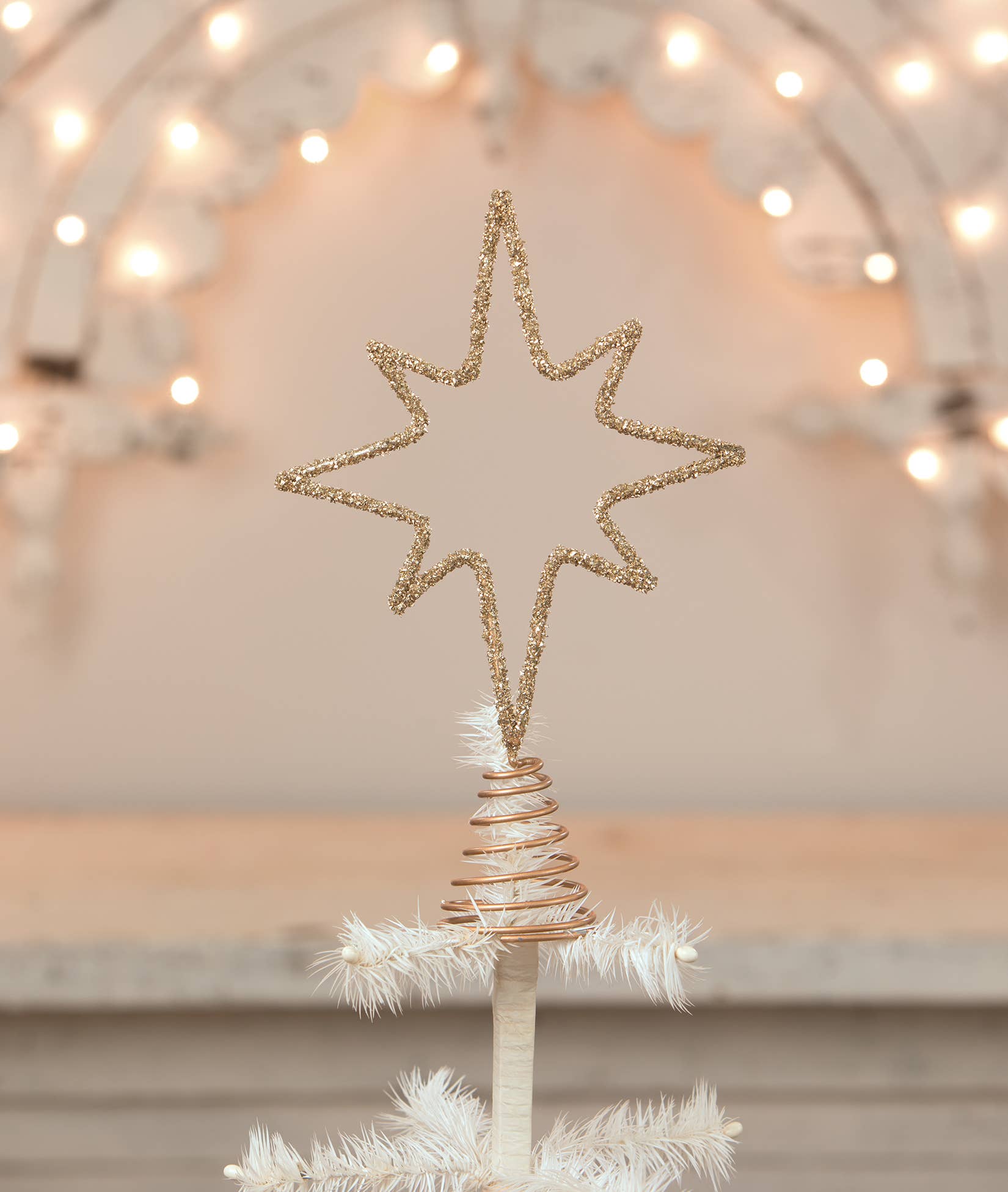 Bethany Lowe Designs - Wholesale Tree Topper - Old Gold Moravian Star Wire Tree Topper1