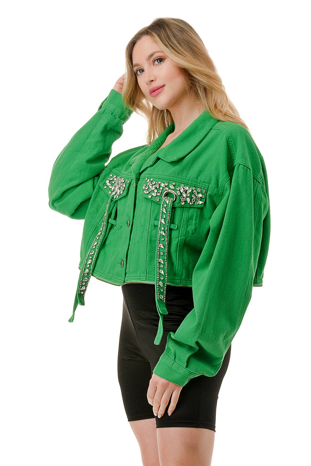 SALT - Wholesale Denim Jacket - Women's - (NJ7193) Jeweled Pocket Denim Jacket 9