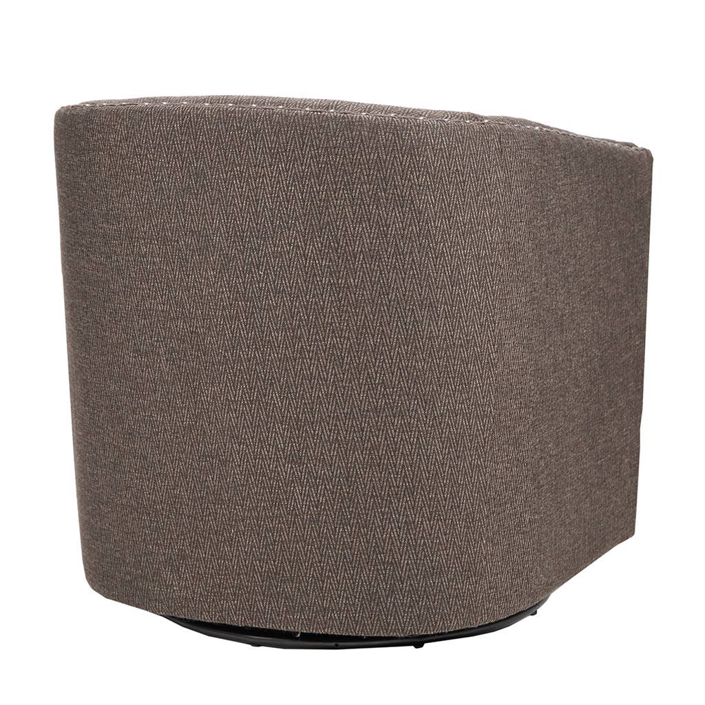 Olliix - Vente Chaises - Chaise pivotante à dossier bas en forme de tonneau, marron*7