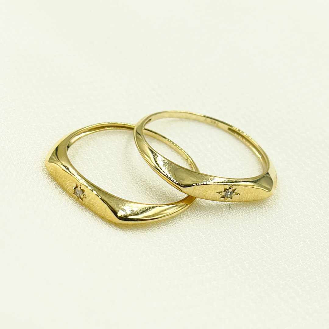 Yellow 14K Solid Gold Diamond Ring. ZGG702 for wholesale on Faire6