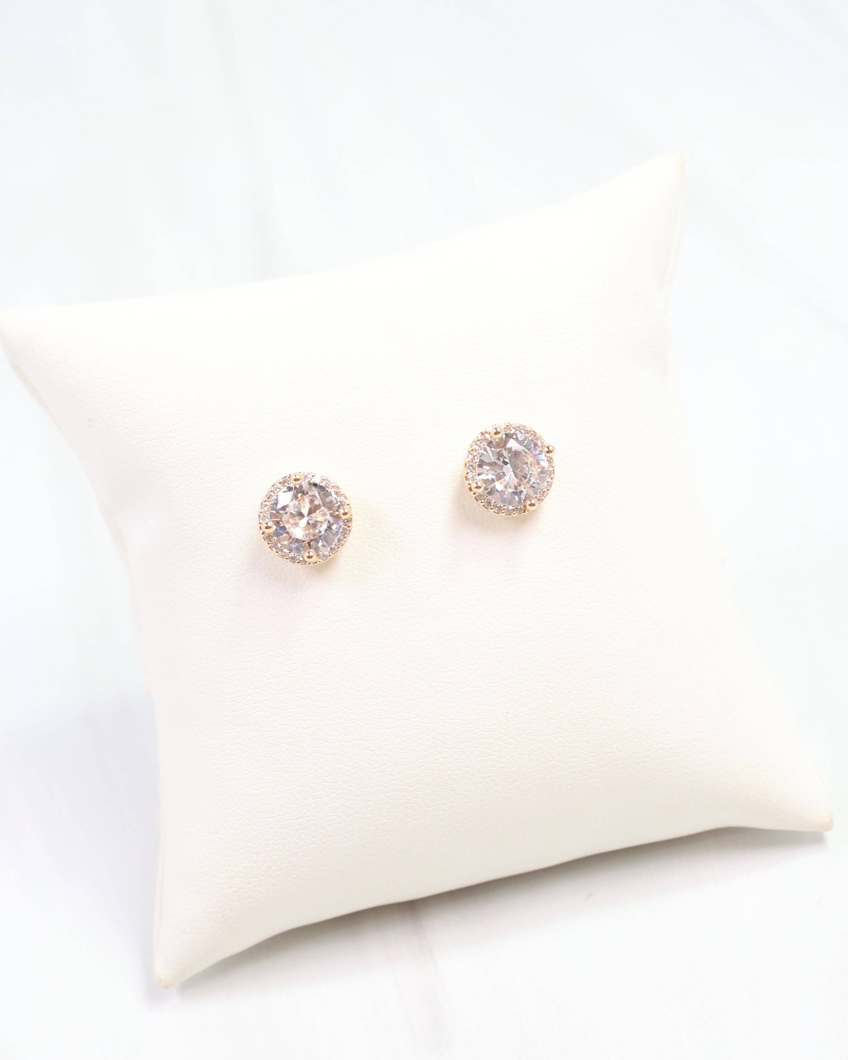 Caroline Hill - Wholesale Stud/Post Earrings - Hurley CZ Stud Gold1