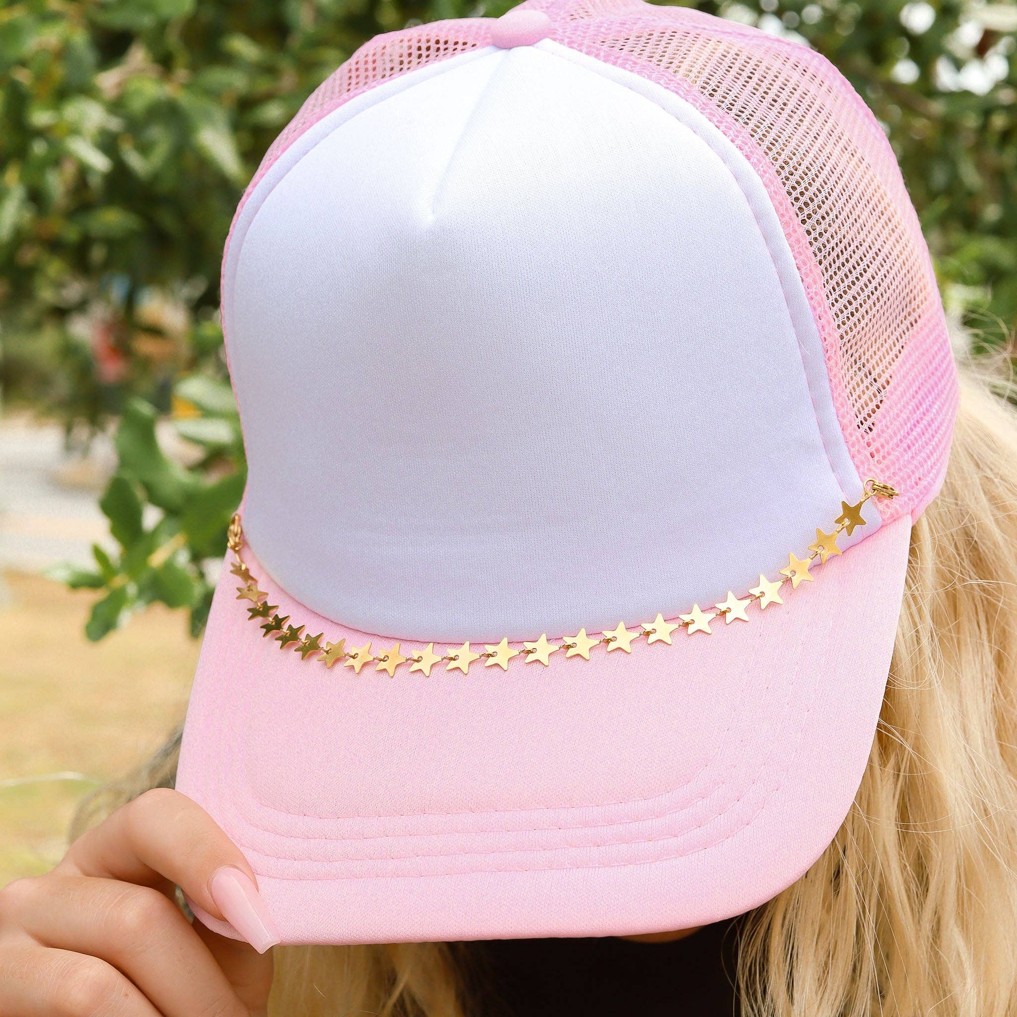WJW - Wholesale Hat accessory – Women's - Trucker Hat Chain: 18K Gold PVD Stainless Steel Star1
