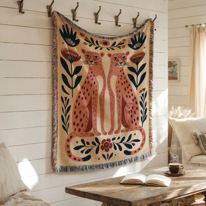 CasaIuliia - Wholesale Throw Blanket - Modern Jungle Botanical Blanket – Abstract Leopards Throw6