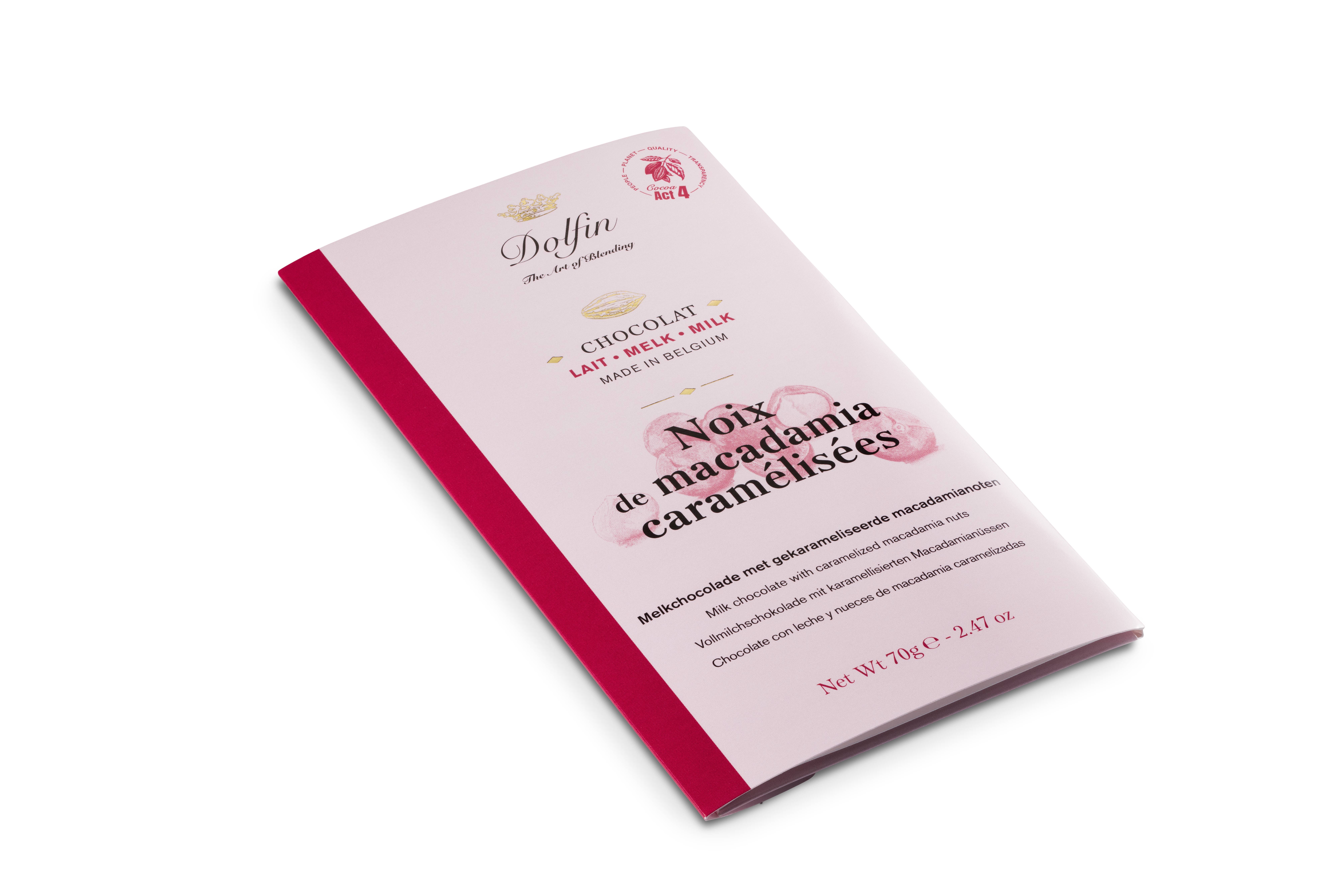 Dolfin - Wholesale Chocolate Bar - 70g Tablet - Caramelized Macadamia Nut Milk1