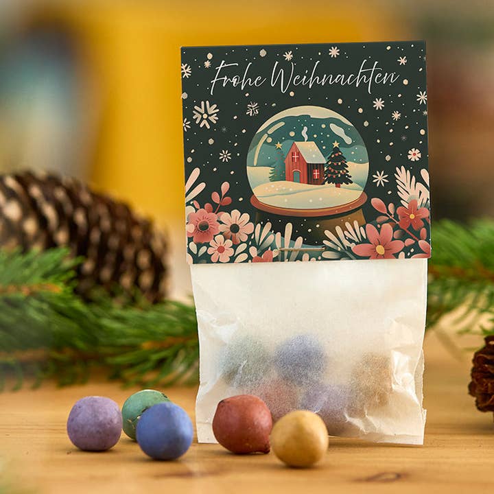 TDJ Stadtgärtner GmbH – wholesale Juldekoration – Blommarmor - snöglob - God jul - 5 kulor i en påse0