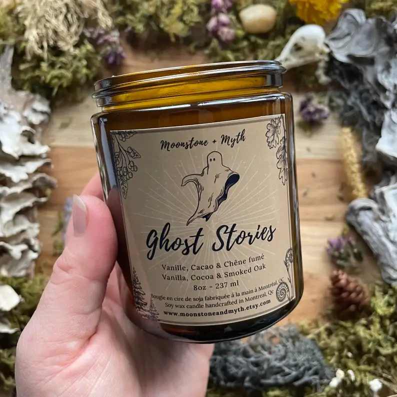 Moonstone and Myth - Vente Bougie en bocal - Ghost Stories, bougie parfumée 100 % cire de soja1